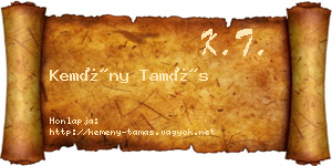 Kemény Tamás névjegykártya